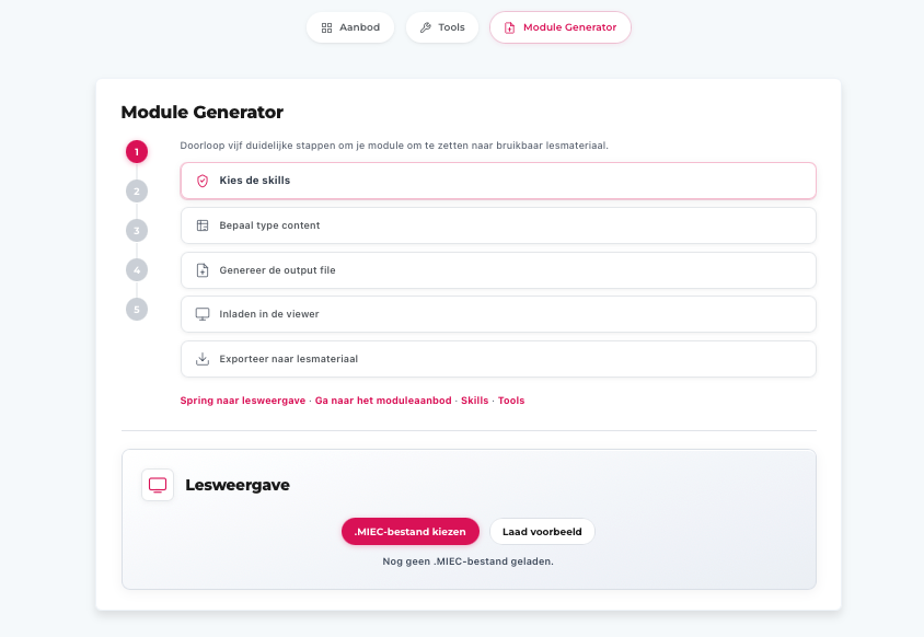 Module Generator: five steps from MIEC learning module to teaching material